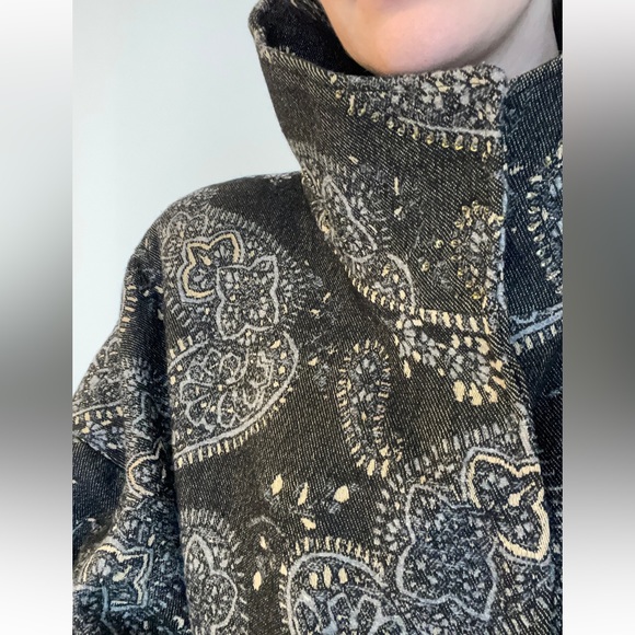Vintage grey wool kimono coat / size 10 / paisley pattern - Picture 11 of 11